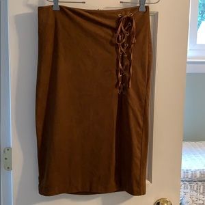 Brown tie up skirt